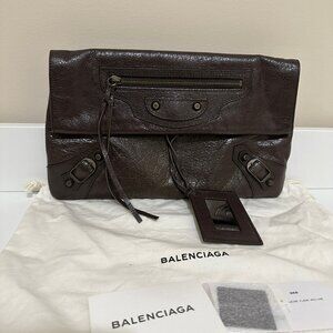Vintage Hardware Envelope Clutch Brown